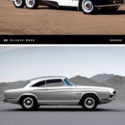 An image that shows a side-by-side comparison of a classic car restored to its original factory condition and the same car customized with modern features, highlighting the evolution of customer preferences in car restoration